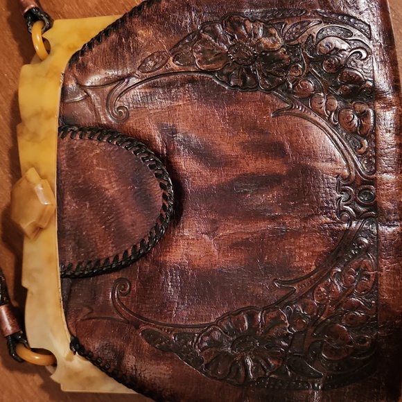 Vintage 1920s Elegant Brown Leather Handbag - Picture 2 of 12